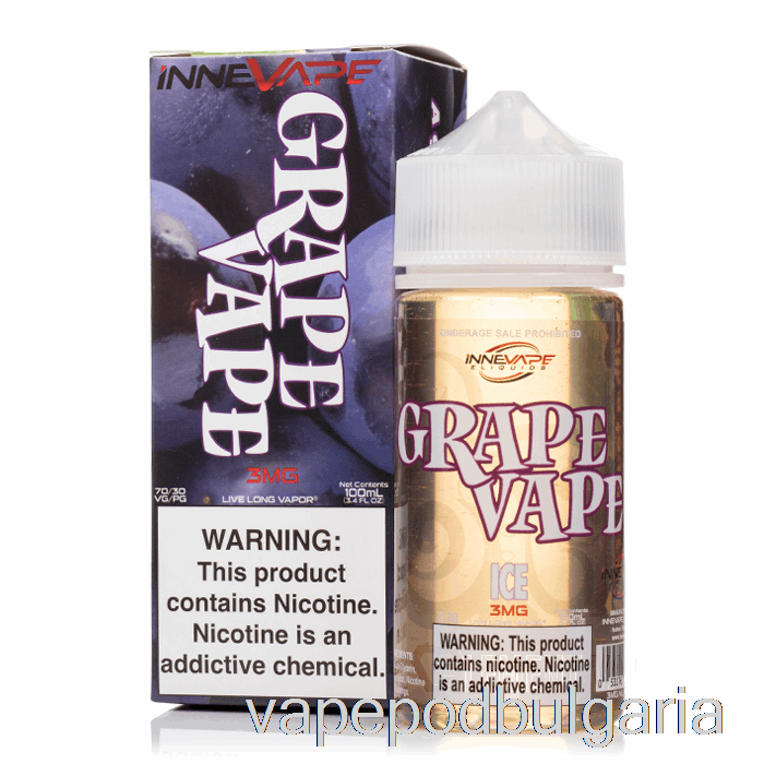 Vape 10000 Дръпки Grapevape Ice - Innevape E-liquid - 100ml 0mg